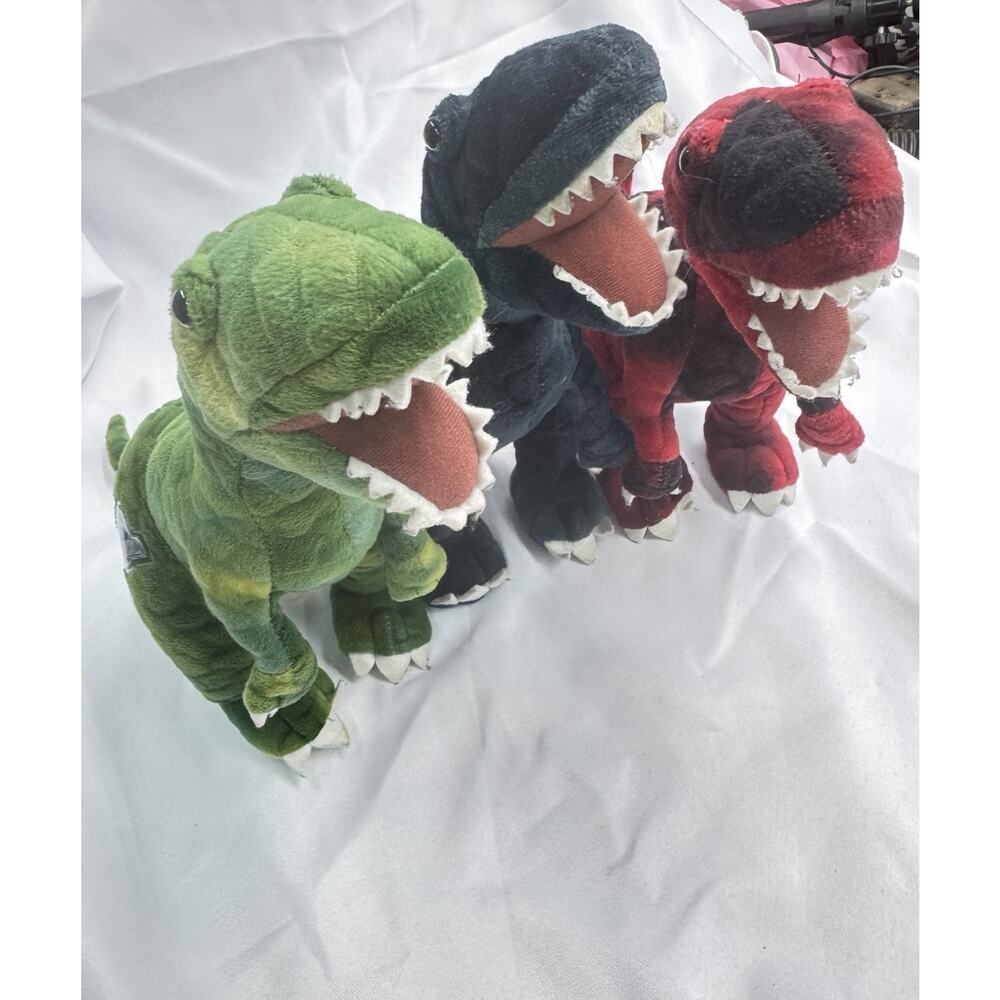 Jurassic World Plush Stuffed Green red & Blue Dinosaurs 12” tall toys Lot Of 3